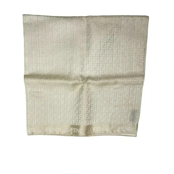 EUC Fendi beige  Zucchino FF Logo Printed Scarf - Picture 4 of 9